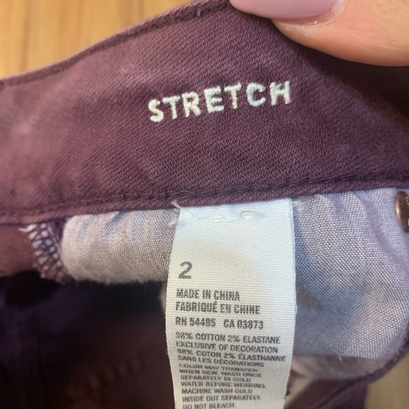 AEO High Rise Stretch Distressed Burgundy Shorts - Picture 5 of 7
